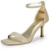 DREAM PAIRS Women’s High Stilettos Open Square Toe Ankle Strap Heels Sexy Fashion Comfort Dress Shoes Wedding Bridal Pumps Heeled Sandals(Gold-glitter)