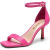 DREAM PAIRS Women’s High Stilettos Open Square Toe Ankle Strap Heels Sexy Fashion Comfort Dress Shoes Wedding Bridal Pumps Heeled Sandals(Hot Pink-pu)