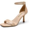 DREAM PAIRS Women’s High Stilettos Open Square Toe Ankle Strap Heels Sexy Fashion Comfort Dress Shoes Wedding Bridal Pumps Heeled Sandals(Nude-pu)
