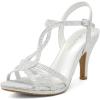 DREAM PAIRS Women’s Kitten Heels Open Toe Stilettos Rhinestone Heels for Dressy Wedding(Silver)