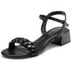 DREAM PAIRS Women’s Low Heels for Women Braided Open Toe Ankle Strap Block Chunky Heel Sandals Holiday Party Wedding Dress Pumps Shoes(Black)