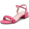 DREAM PAIRS Women’s Low Heels for Women Braided Open Toe Ankle Strap Block Chunky Heel Sandals Holiday Party Wedding Dress Pumps Shoes(Hot Pink)
