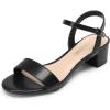 DREAM PAIRS Women’s Low Heels for Women Classic Open Toe Ankle Strap Block Chunky Heel Sandals Holiday Party Wedding Dress Pumps Shoes(Black-pu-1)