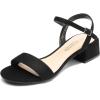 DREAM PAIRS Women’s Low Heels for Women Classic Open Toe Ankle Strap Block Chunky Heel Sandals Holiday Party Wedding Dress Pumps Shoes(Black-suede)