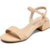 DREAM PAIRS Women’s Low Heels for Women Classic Open Toe Ankle Strap Block Chunky Heel Sandals Holiday Party Wedding Dress Pumps Shoes(Nude-nubuck)