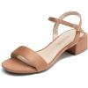 DREAM PAIRS Women’s Low Heels for Women Classic Open Toe Ankle Strap Block Chunky Heel Sandals Holiday Party Wedding Dress Pumps Shoes(Taupe-suede)