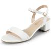DREAM PAIRS Women’s Low Heels for Women Classic Open Toe Ankle Strap Block Chunky Heel Sandals Holiday Party Wedding Dress Pumps Shoes(White-pu-1)