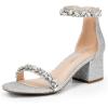 DREAM PAIRS Womens Low-Chunk Low Heel Pump Sandal(Silver-glitter)