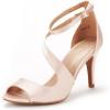 DREAM PAIRS Women’s NILE Fashion Stilettos Open Toe Pump Heel Sandals(Champagne Satin)