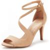 DREAM PAIRS Women’s NILE Fashion Stilettos Open Toe Pump Heel Sandals(Nude)