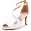 DREAM PAIRS Women’s NILE Fashion Stilettos Open Toe Pump Heel Sandals(White Satin)