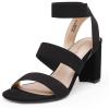 DREAM PAIRS Women’s Open Toe High Chunky Elastic Strap Dress Heel Sandals(Black)