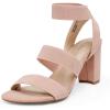 DREAM PAIRS Women’s Open Toe High Chunky Elastic Strap Dress Heel Sandals(Blush)