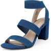DREAM PAIRS Women’s Open Toe High Chunky Elastic Strap Dress Heel Sandals(Navy)