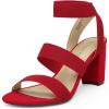DREAM PAIRS Women’s Open Toe High Chunky Elastic Strap Dress Heel Sandals(Red)