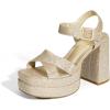 DREAM PAIRS Women’s Platform Chunky Heels Square Open Toe Ankle Strap High Heeled Sandals Y2K Shoes for Party Brunch(Gold-glitter)