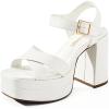 DREAM PAIRS Women’s Platform Chunky Heels Square Open Toe Ankle Strap High Heeled Sandals Y2K Shoes for Party Brunch(White)