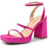 DREAM PAIRS Women’s Platform Strappy Heels Open Toe Ankle Strap Square Party Sandals Y2K Dress Shoes(Hot Pink)