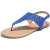 DREAM PAIRS Women’s Rhinestone Casual Wear Cute Gladiator Flat Sandals Beach Dressy T-Strap Thong Sandals(Royal/Blue)