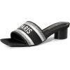 DREAM PAIRS Women’s Square Open Toe Slip on Heels for women Low Block Chunky Heeled Sandals Slide Sandals Comfortable Casual Fashion Pumps Shoes(Black)