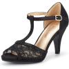 DREAM PAIRS Women’s Stilettos Open Toe Pump Fashion Kitten Heel Sandals(Black)