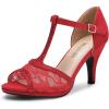 DREAM PAIRS Women’s Stilettos Open Toe Pump Fashion Kitten Heel Sandals(Red-suede)