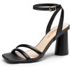 DREAM PAIRS Women’s Strappy Round Heels Open Square Toe Ankle Strap Party Sandals Dress Shoes(Black-pu)