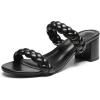 DREAM PAIRS Women’s Two Braided Strap Low Heels for Women Open Toe Block Chunky Heels Sandals Holiday Party Wedding Dress Pumps Shoes(Black)