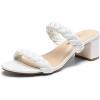 DREAM PAIRS Women’s Two Braided Strap Low Heels for Women Open Toe Block Chunky Heels Sandals Holiday Party Wedding Dress Pumps Shoes(White)