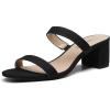 DREAM PAIRS Women’s Two Strap Open Toe Low Block Chunky Heels Sandals Dress Pumps Casual Summer Mules Shoes(Black-nubuck)