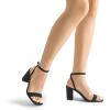 DREAM PAIRS Women’s Chunky Heels Square Open Toe Ankle Buckle Strappy Block Heeled Sandals for Party Wedding Daily(Black-nubuck)