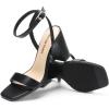 DREAM PAIRS Women’s Chunky Heels Square Open Toe Ankle Buckle Strappy Block Heeled Sandals for Party Wedding Daily(Black-pu)