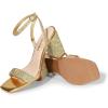 DREAM PAIRS Women’s Chunky Heels Square Open Toe Ankle Buckle Strappy Block Heeled Sandals for Party Wedding Daily(Gold-rhinestone)