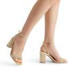 DREAM PAIRS Women’s Chunky Heels Square Open Toe Ankle Buckle Strappy Block Heeled Sandals for Party Wedding Daily(Gold-rhinestone)
