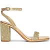 DREAM PAIRS Women’s Chunky Heels Square Open Toe Ankle Buckle Strappy Block Heeled Sandals for Party Wedding Daily(Gold-rhinestone)
