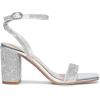 DREAM PAIRS Women’s Chunky Heels Square Open Toe Ankle Buckle Strappy Block Heeled Sandals for Party Wedding Daily(Silver-rhinestone)