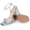 DREAM PAIRS Women’s Chunky Heels Square Open Toe Ankle Buckle Strappy Block Heeled Sandals for Party Wedding Daily(Silver-rhinestone)