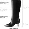 DREAM PAIRS Women’s Knee High Kitten Heel Boots Sexy Pointed Toe Fashion Long Tall Boots(Black-pu)