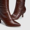 DREAM PAIRS Women’s Knee High Kitten Heel Boots Sexy Pointed Toe Fashion Long Tall Boots(Brown-croco)