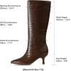 DREAM PAIRS Women’s Knee High Kitten Heel Boots Sexy Pointed Toe Fashion Long Tall Boots(Brown-croco)