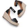 DREAM PAIRS Women’s Wedge Sandals Open Toe Espadrilles Sandals Comfortable Dressy Ankle Strap Platform Sandals Suitable for Work Beach Summer Shoes(Black)