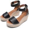 DREAM PAIRS Women’s Wedge Sandals Open Toe Espadrilles Sandals Comfortable Dressy Ankle Strap Platform Sandals Suitable for Work Beach Summer Shoes(Black)