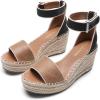 DREAM PAIRS Women’s Wedge Sandals Open Toe Espadrilles Sandals Comfortable Dressy Ankle Strap Platform Sandals Suitable for Work Beach Summer Shoes(Black/Brown)
