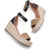 DREAM PAIRS Women’s Wedge Sandals Open Toe Espadrilles Sandals Comfortable Dressy Ankle Strap Platform Sandals Suitable for Work Beach Summer Shoes(Black/Brown)