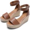 DREAM PAIRS Women’s Wedge Sandals Open Toe Espadrilles Sandals Comfortable Dressy Ankle Strap Platform Sandals Suitable for Work Beach Summer Shoes(Brown)