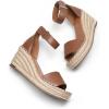 DREAM PAIRS Women’s Wedge Sandals Open Toe Espadrilles Sandals Comfortable Dressy Ankle Strap Platform Sandals Suitable for Work Beach Summer Shoes(Brown)