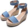 DREAM PAIRS Women’s Wedge Sandals Open Toe Espadrilles Sandals Comfortable Dressy Ankle Strap Platform Sandals Suitable for Work Beach Summer Shoes(Denim Blue)