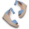 DREAM PAIRS Women’s Wedge Sandals Open Toe Espadrilles Sandals Comfortable Dressy Ankle Strap Platform Sandals Suitable for Work Beach Summer Shoes(Denim Blue)