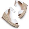 DREAM PAIRS Women’s Wedge Sandals Open Toe Espadrilles Sandals Comfortable Dressy Ankle Strap Platform Sandals Suitable for Work Beach Summer Shoes(White)