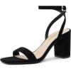 DREAM PAIRS Women’s Chunky Heels Square Open Toe Ankle Buckle Strappy Block Heeled Sandals for Party Wedding Daily(Black-nubuck)